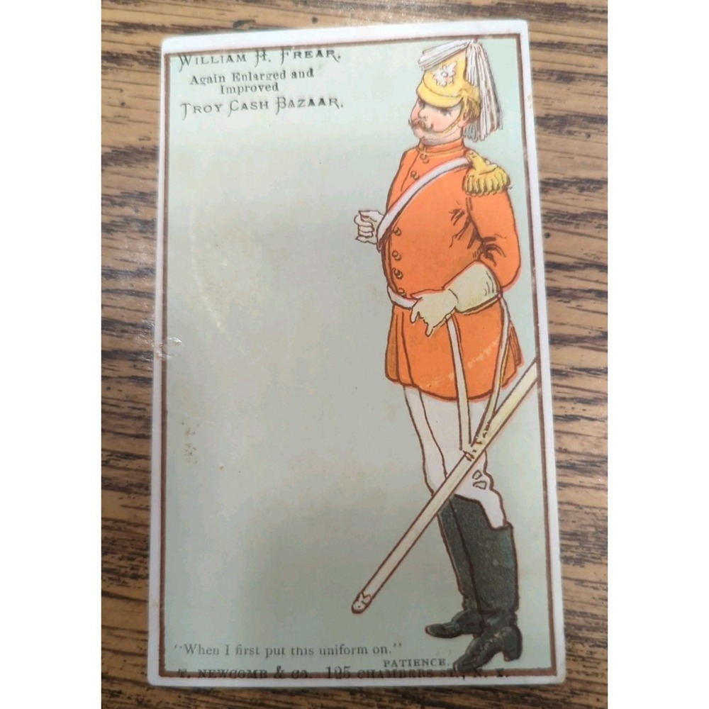 Antique 1800s Advertising Trade Card Frear's Troy Cash Bazaar NY Lithograph